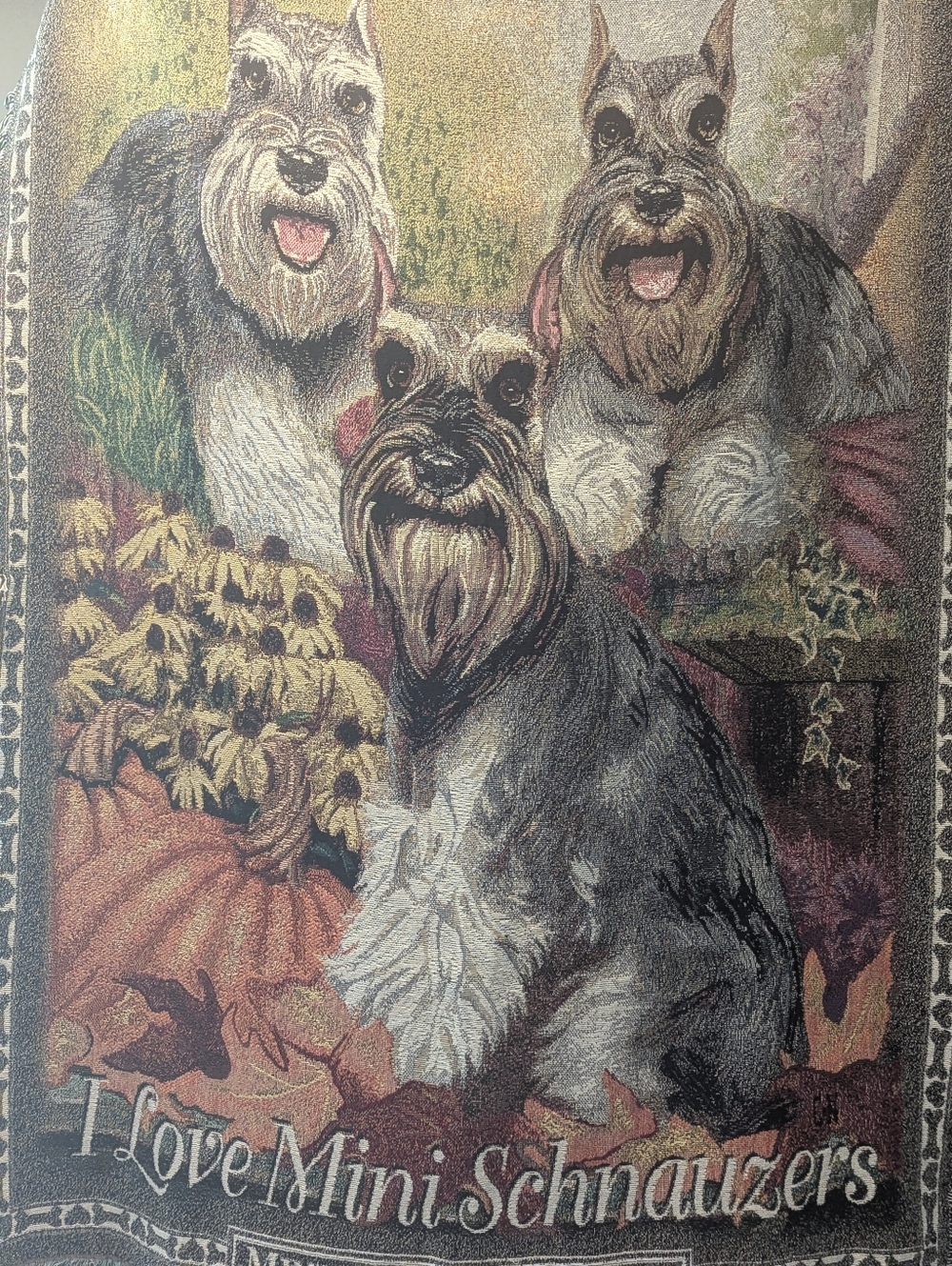 I Love Mini Schnauzers Decorative Tapestry Throw -